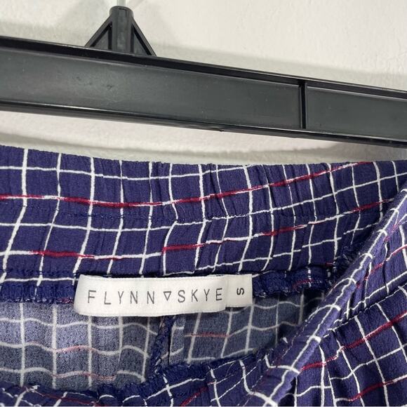 Flynn Skye Blue Purple Abstract Grid Pull On Elastic Ankle Pants Small - Picture 4 of 9